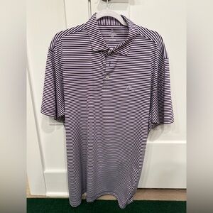 Rhoback - Purple and White Men’s Striped Polo Shirt